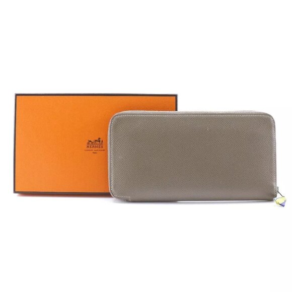HERMES Azap Long Silk Inn Purse Etope Brown Epsom Women - Picture 1 of 9